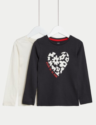 

Girls M&S Collection 2pk Pure Cotton Printed Tops (2-8 Yrs) - Carbon, Carbon