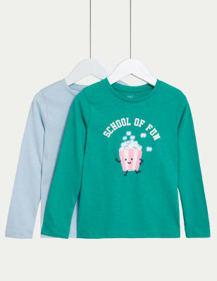 

Girls M&S Collection 2pk Pure Cotton Printed Tops (2-8 Yrs) - Green Mix, Green Mix