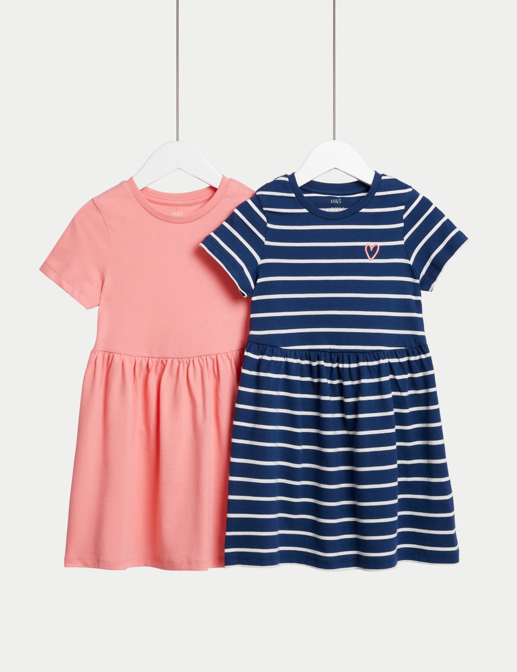 2pk Cotton Rich Striped Dresses (2-8 Yrs) image 1