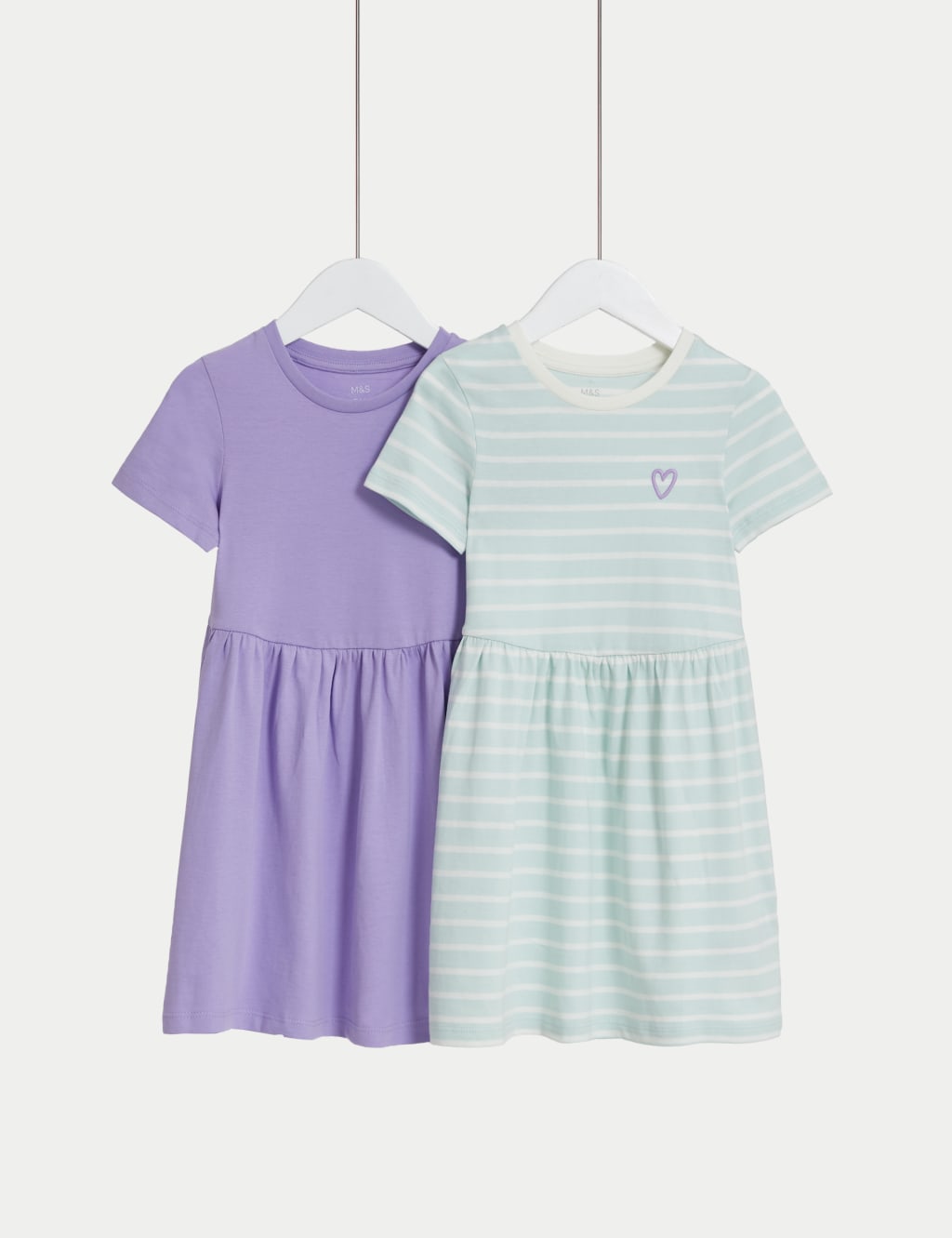 2pk Cotton Rich Striped Dresses (2-8 Yrs) image 1