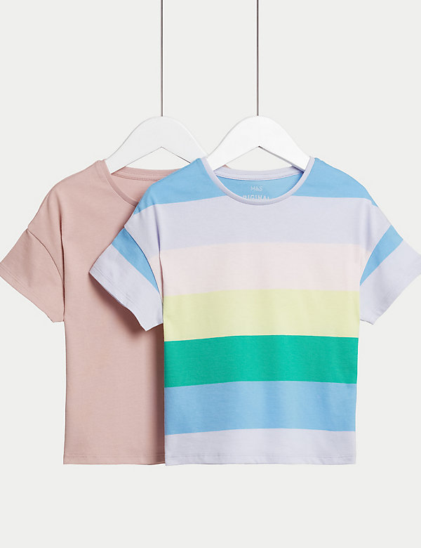 2pk Pure Cotton Printed T-Shirts (2-8 Yrs) - DK