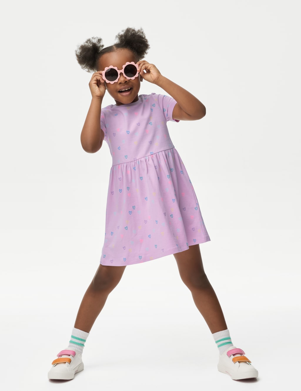 Girls pink cotton dress clearance