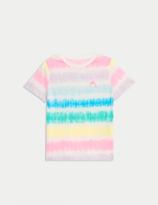 M&S Pure Cotton Rainbow T-Shirt (2-8 Yrs) - 3-4 Y - White Mix, White Mix