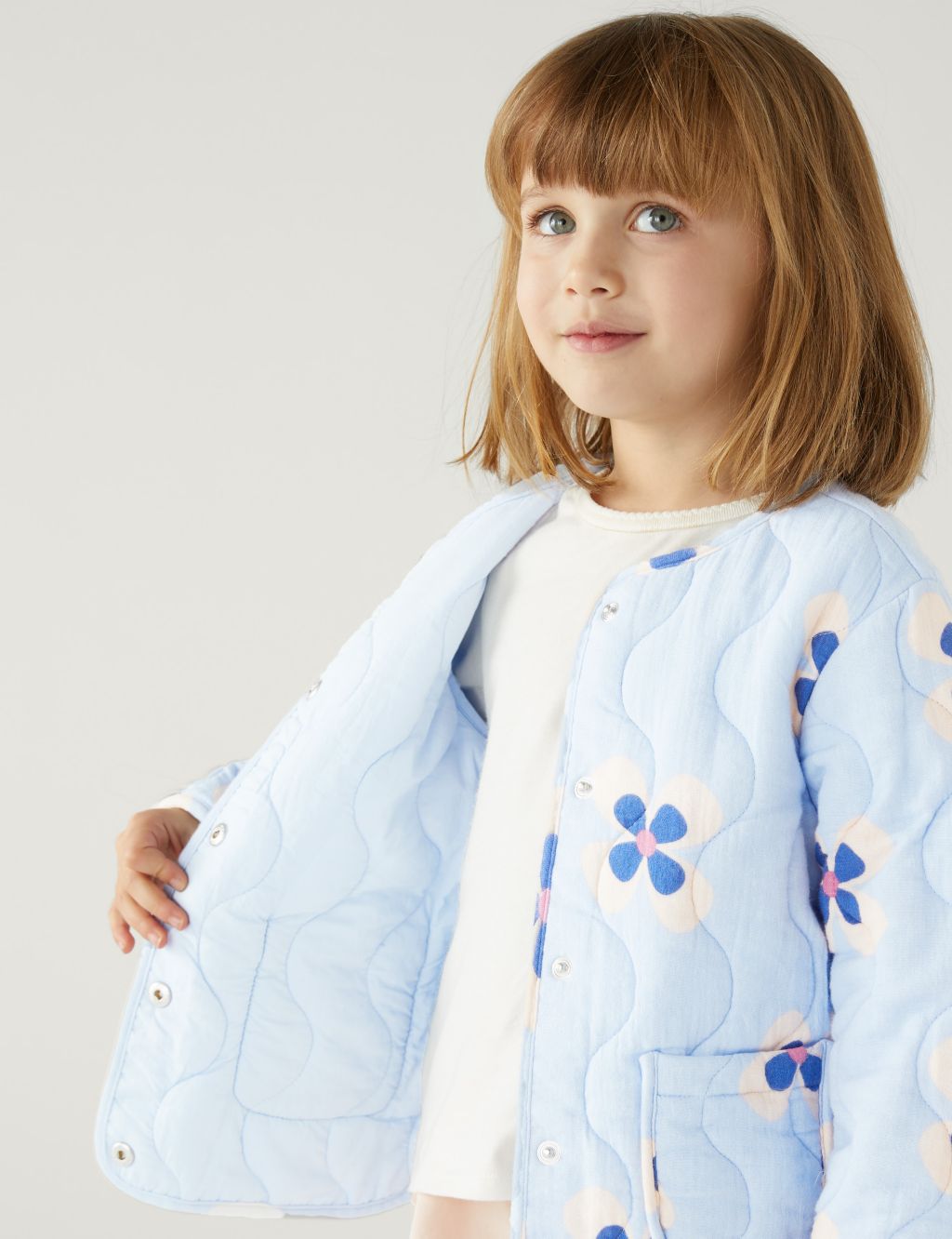Pure Cotton Floral Quilted Jacket (2-8 Yrs) image 3