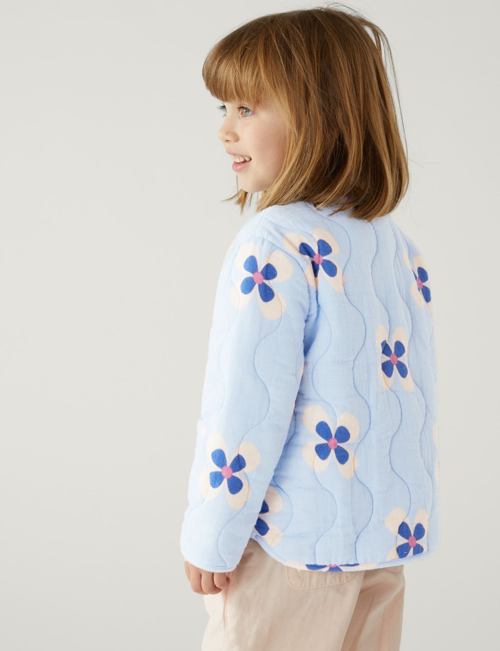 Pure Cotton Floral Quilted Jacket (2-8 Yrs) image 4