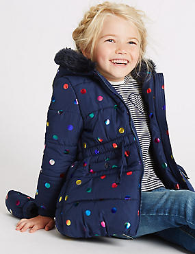 All Over Print Faux Fur Coat (3 Months - 7 Years)