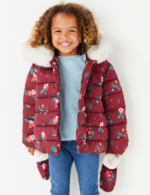 Manteau matelass&eacute; &agrave; motif fleuri (du 3&nbsp;mois au 7&nbsp;ans)