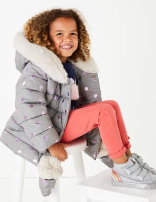 Manteau matelass&eacute; &agrave; pois (du 3&nbsp;mois au 7&nbsp;ans)