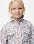 Denim overhemdjack met speels bloemmotief (2-8 jaar)