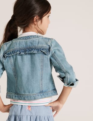 frill shoulder denim jacket