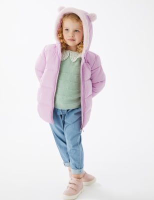 Marks And Spencer Girls M&S Collection Stormwear Kitten Ear Padded Longline Coat (2-7 Yrs) - Pink