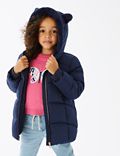 Gewatteerde, lange jas met kattenoren en Stormwear™ (2-7 jaar)