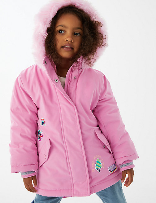 Marks And Spencer Girls M&S Collection Stormwear Embroidered Parka (2-7 Yrs) - Pink Mix