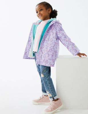 Marks And Spencer Girls M&S Collection Stormwear Unicorn Print Fisherman Raincoat (2-8 Yrs) - Lilac Mix
