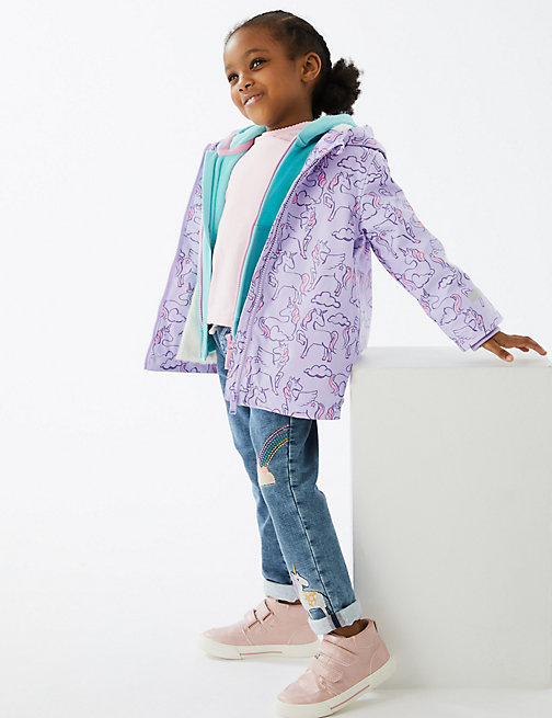 Marks And Spencer Girls M&S Collection Stormwear Unicorn Print Fisherman Raincoat (2-8 Yrs) - Lilac Mix