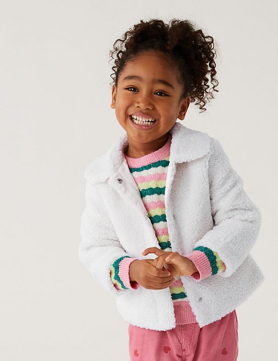 Ex Marks and Spencer Kids Girls Padded School Coat with Stormwear™ in Pink 