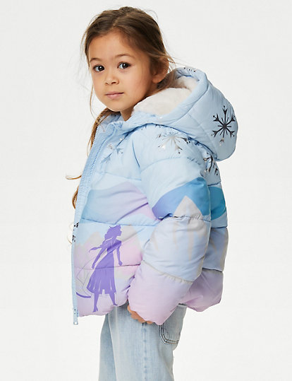 m&s collection disney frozen™ padded coat (2-8 yrs) - 2-3 y - blue mix, blue mix