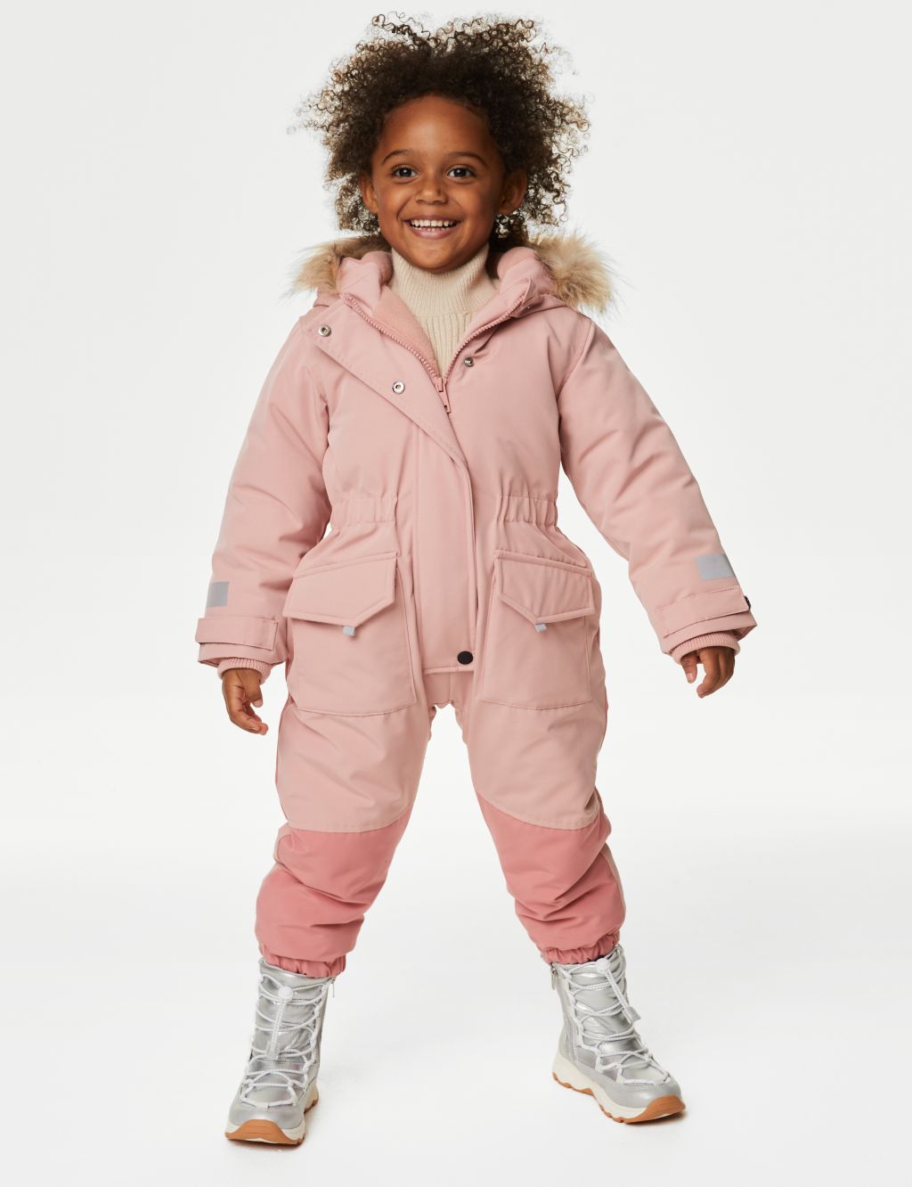 Padded Hooded Colour Block Snowsuitv (2-8 Yrs) image 1