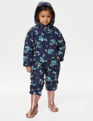

Girls M&S Collection Floral Hooded Padded Snowsuit (2-8 Yrs) - Navy Mix, Navy Mix