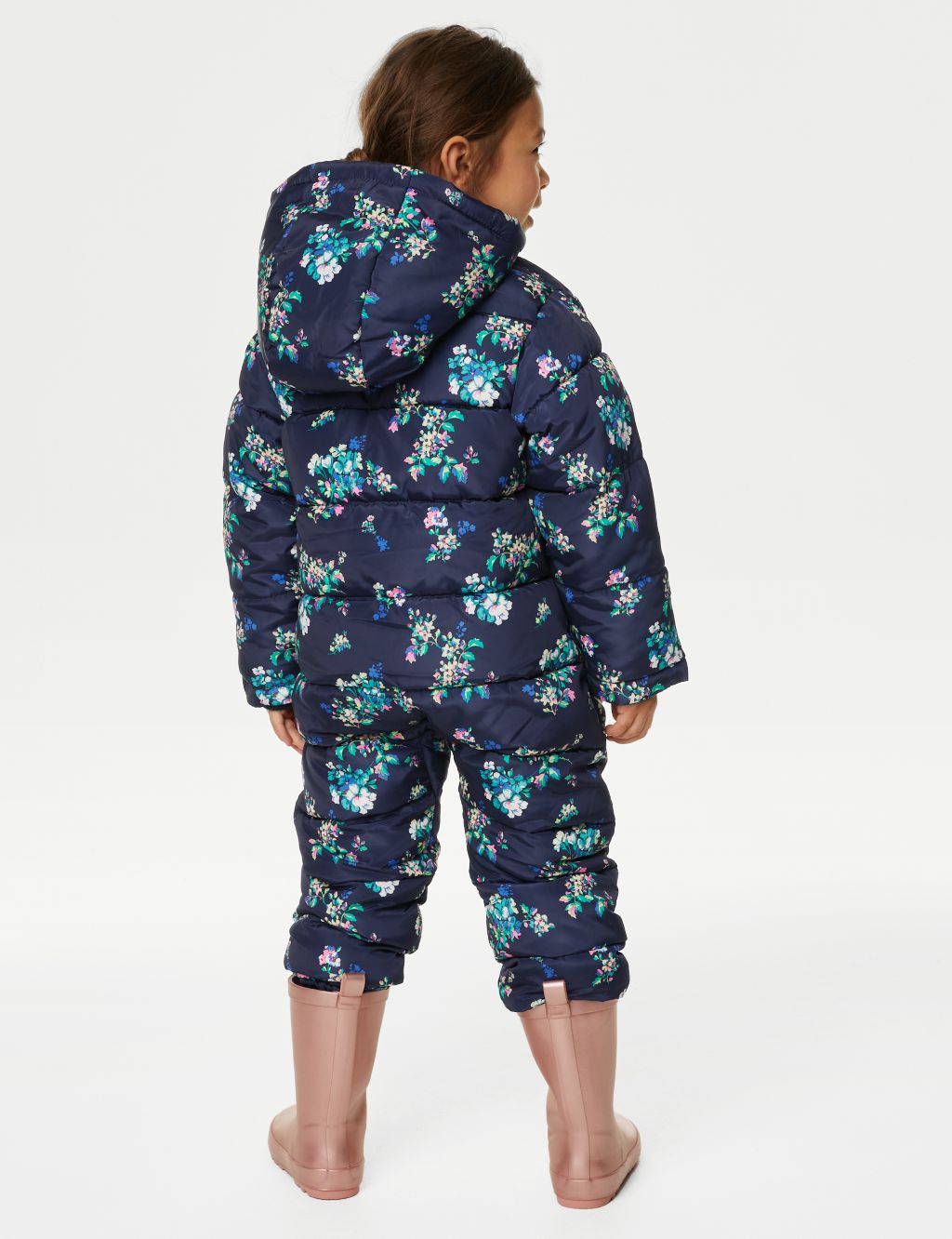 Floral Hooded Padded Snowsuit (2-8 Yrs) image 5