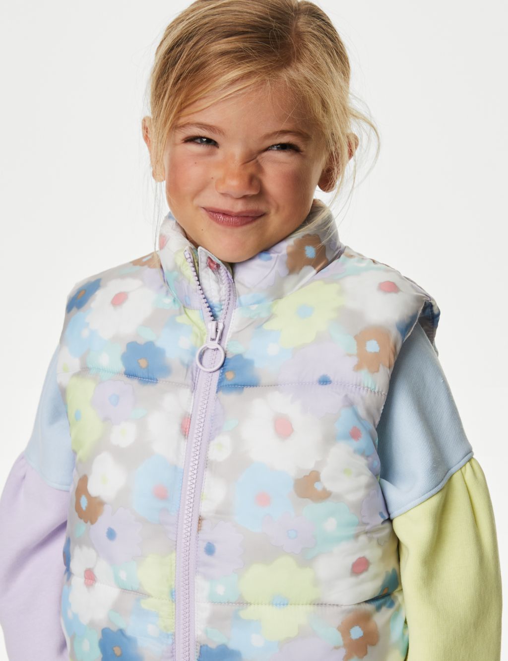 Floral Padded Gilet (2-8 Yrs) image 1