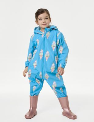Hooded Colour Block Puddlesuit (2-8 Years) - GR