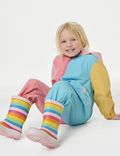 بدلة شتوية بقلنسوة وبتصميم تمازج الألوان (الكلر بلوك) (2 - 8 سنوات)