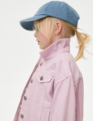 M&S Girls Denim Jacket (2-8 Yrs) - 3-4 Y - Pink Sorbet, Pink Sorbet,Denim,Light Apple,Ecru