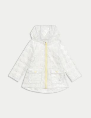 M&S Girls Floral Hooded Raincoat (2-8 Yrs) - 4-5 Y - White, White