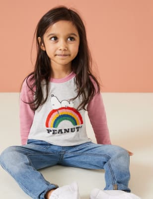 

Girls M&S Collection Snoopy™ Cotton Rich Rainbow Top (2-7 Yrs) - Grey Marl, Grey Marl