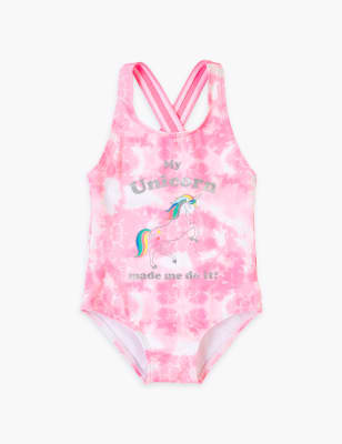 Maillot de bain à motif licorne teinté au noeud (du 2 au 7 ans) - Pink Mix