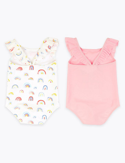 2 Pack Rainbow Print Swimsuits (2-7 Yrs)