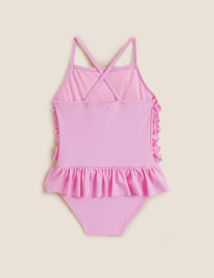 

M&S Collection Badeanzug mit Strukturmuster und Rüschen (2-7 J.) - Pink, Pink
