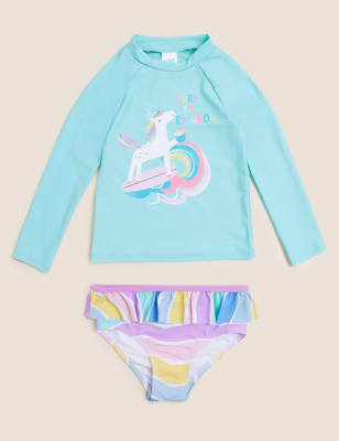 

Girls M&S Collection 2pc Unicorn Rash Vest Set (2-7 Yrs) - Aqua, Aqua