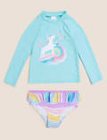 Conjunto de 2 piezas con camiseta de buceo con diseño de unicornios (2-7&nbsp;años)