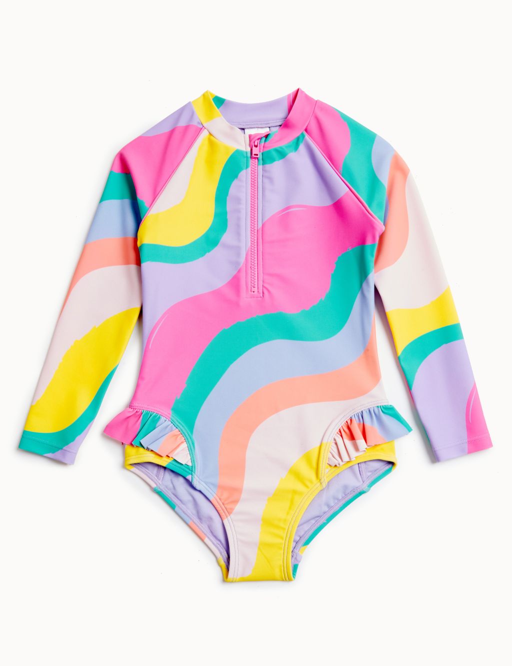 Striped Long Sleeve Swimsuit (2-8 Yrs) image 1