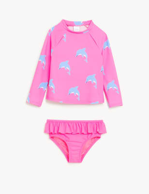 

Girls M&S Collection 2pc Dolphin Long Sleeve Swim Set (2-8 Yrs) - Pink, Pink