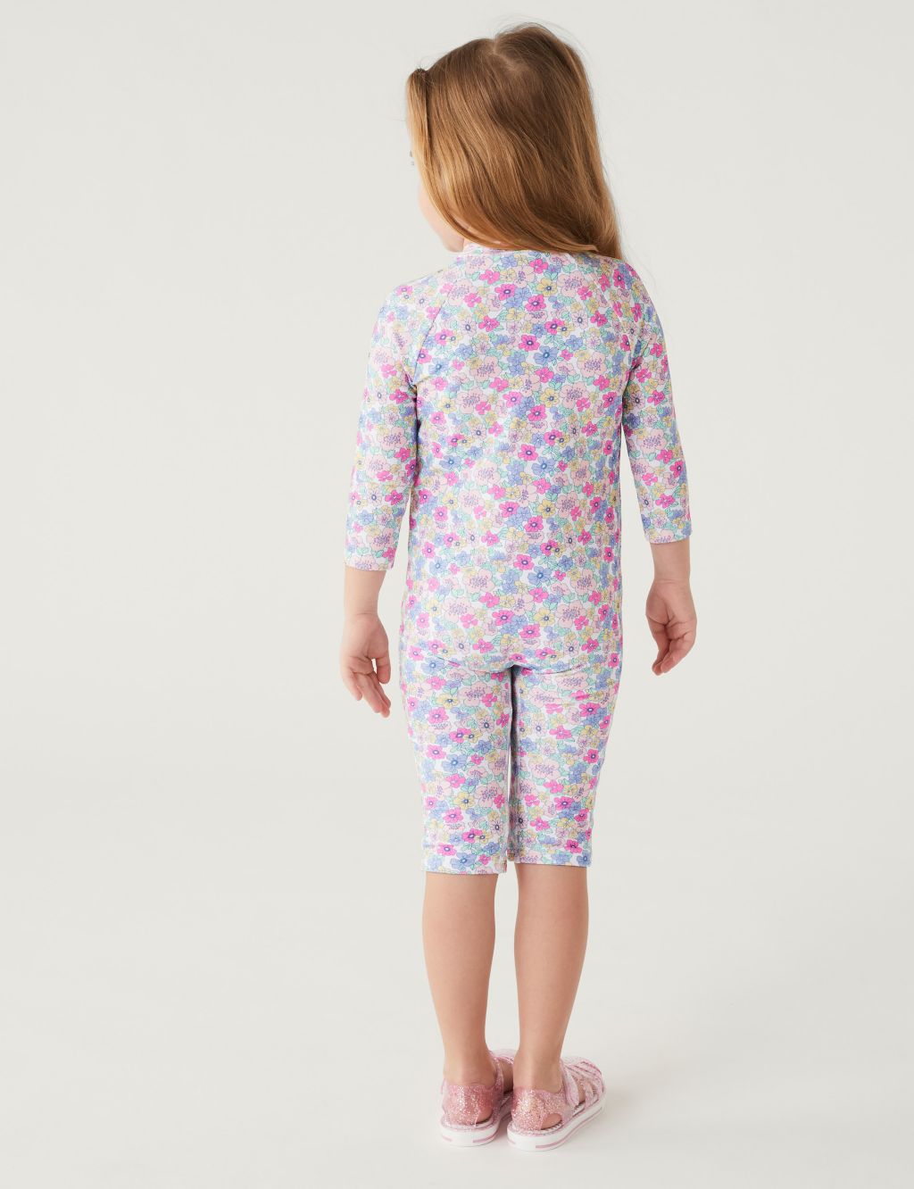 Ditsy Print Long Sleeve Swimsuit (2-8 Yrs) image 3