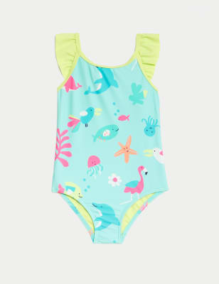 

Girls M&S Classics Printed Swimsuit (2-8 Yrs) - Aqua Mix, Aqua Mix