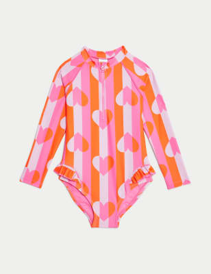 

Girls M&S Collection Stripe Frill Long Sleeve Swimsuit (2-8 Yrs) - Pink Mix, Pink Mix