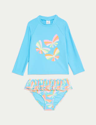 Ensemble 2&nbsp;pièces avec t-shirt de bain à motif papillon (du 2 au 8&nbsp;ans)