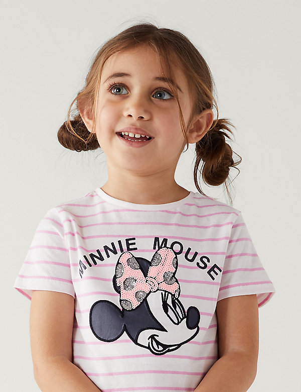 تيشيرت Minnie Mouse™ مزيّن بالترتر من القطن الصافي (2 - 8 سنوات) - AE