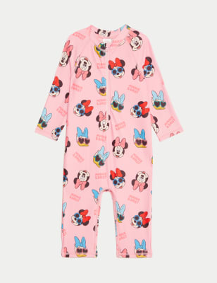 M&S Girl's Minnie Mouse Long Sleeve Swimsuit (2-8 Yrs) - 3-4 Y - Pink Mix, Pink Mix