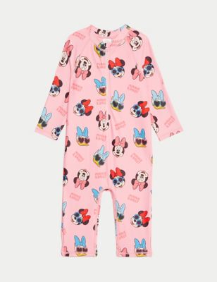M&S Girls Minnie Mouse Long Sleeve Swimsuit (2-8 Yrs) - 3-4 Y - Pink Mix, Pink Mix