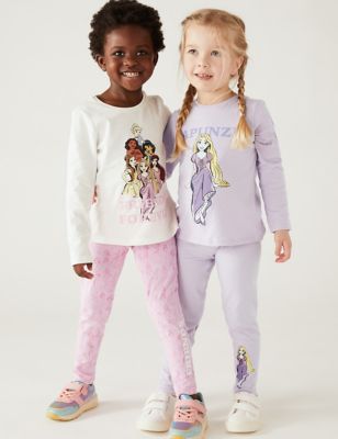 Marks And Spencer Girls M&S Collection 5pk Cotton Rich Disney Princess Leggings (2-7 Yrs) - Multi