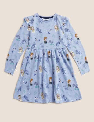 

Girls M&S Collection Pure Cotton Disney Frozen™ Print Dress (2-10 Yrs) - Blue, Blue