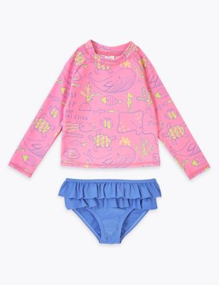 Ensemble t-shirt de bain à manches longues et motif marin (du 2 au 7 ans) - Pink Mix
