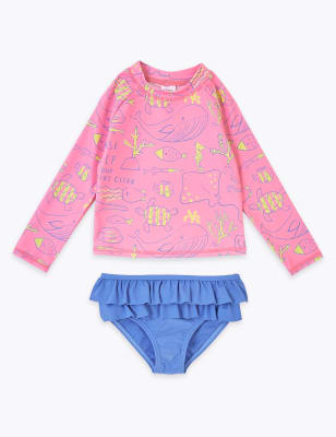 Ensemble t-shirt de bain à manches longues et motif marin (du 2 au 7 ans) - Pink Mix