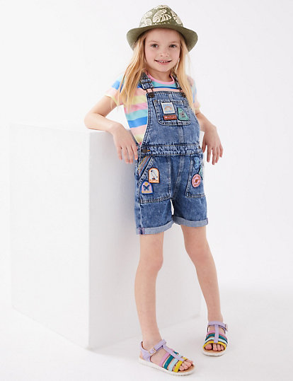Natural History Museum Pure Cotton Embroidered Dungarees (2-7 Yrs)