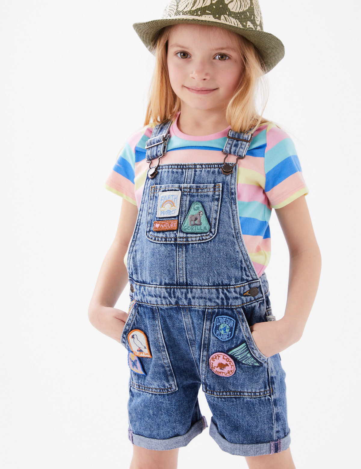 Natural History Museum Pure Cotton Embroidered Dungarees (2-7 Yrs)